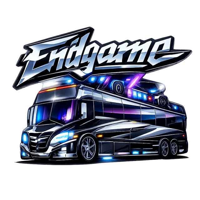 Logo laget av prompten «vet ikke helt, noe kult til bussen, vi heter Endgame»