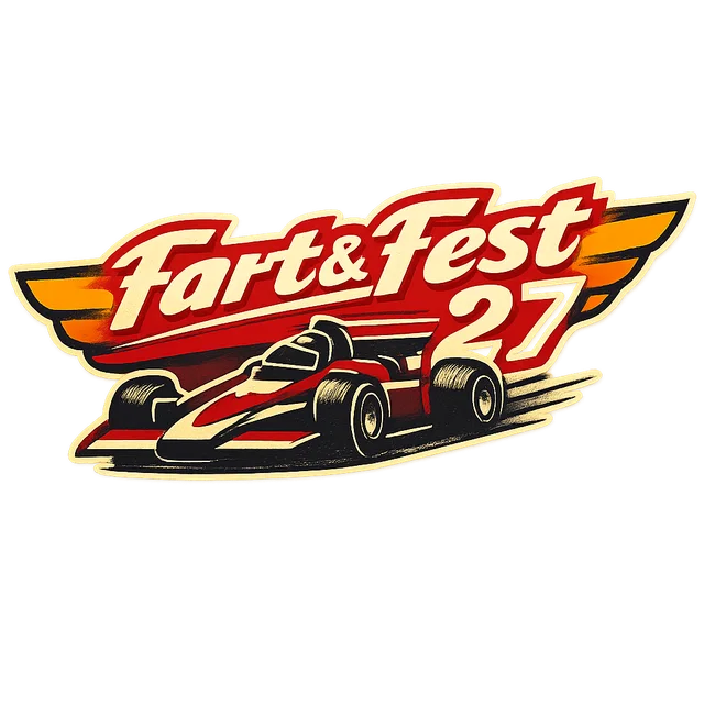 Logo laget av prompten «racing logo med vinger og en bil, teksten "Fart & Fest 27"»