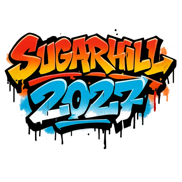 Logo laget av prompten «bare teksten SUGARHILL 2027 i graffiti, ingen figur»