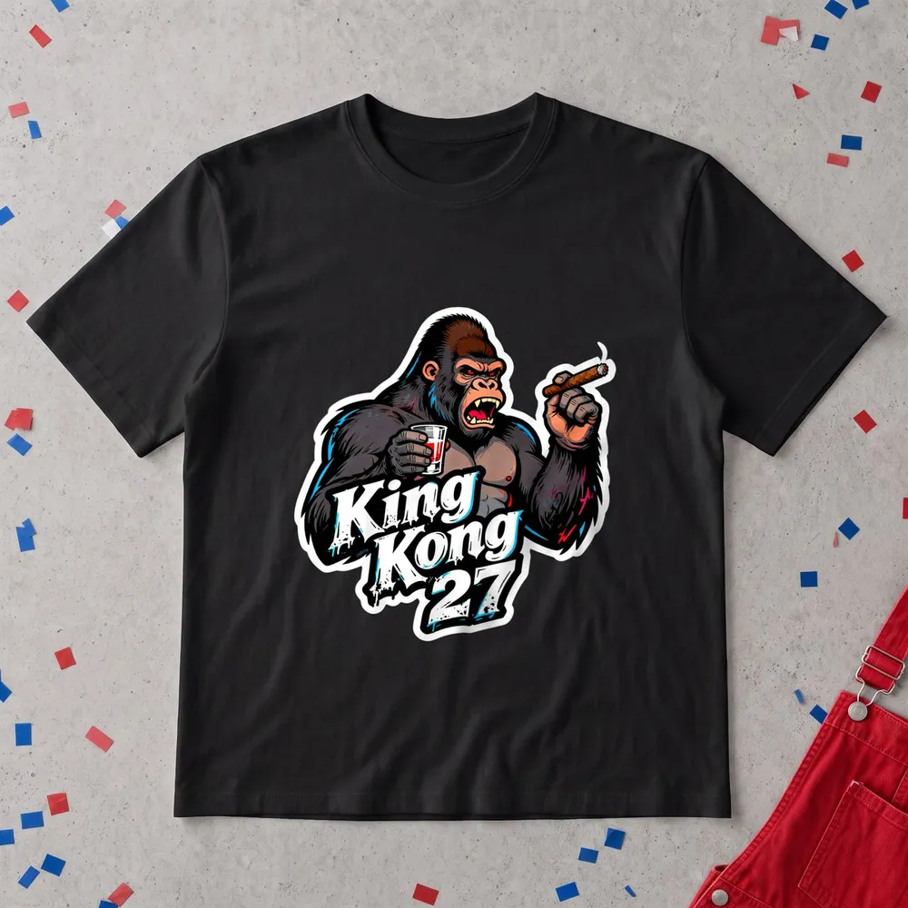 King Kong 27 på sort t-skjorte
